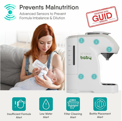 Formula Maker Machine - Accurate WiFi Formula Dispenser with Inbuilt Sensors to Prevent Malnutrition - Instant Heating & Automatic Mixing - Quick Warm Bottle W/Free Mobile App