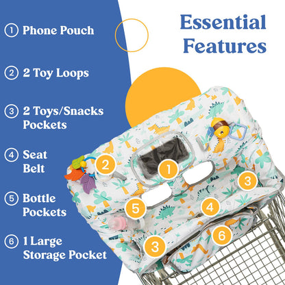 Shopping Cart Cover for Baby PILLANI, High Chair Cover for Restaurant Seat, Grocery Cart Cover for Baby Girl and Boy, Cotton Buggy Covers for Babies, Toddler Shopping Cart Cover