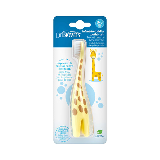 Dr. Brown's Infant-to-Toddler Training Toothbrush, Soft for Baby's First Teeth, Pink Elephant, 0-3 Years (Colors/Styles May Vary)