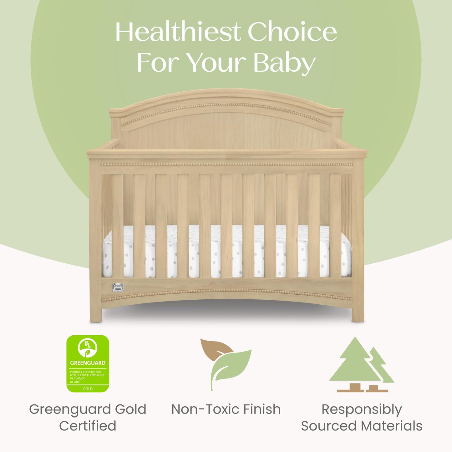 Delta Children Simmons Kids SlumberTime Emma Convertible Crib N More, Grey