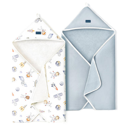 GRSSDER Baby Hooded Towel 2 Pack for Newborn, Super Soft Bath Towels with Original Design, Ultra Absorbent Knit Terry, Large Toddler Towels with Hood for Girls, Shower Gifts for Infant, 34"x 34"