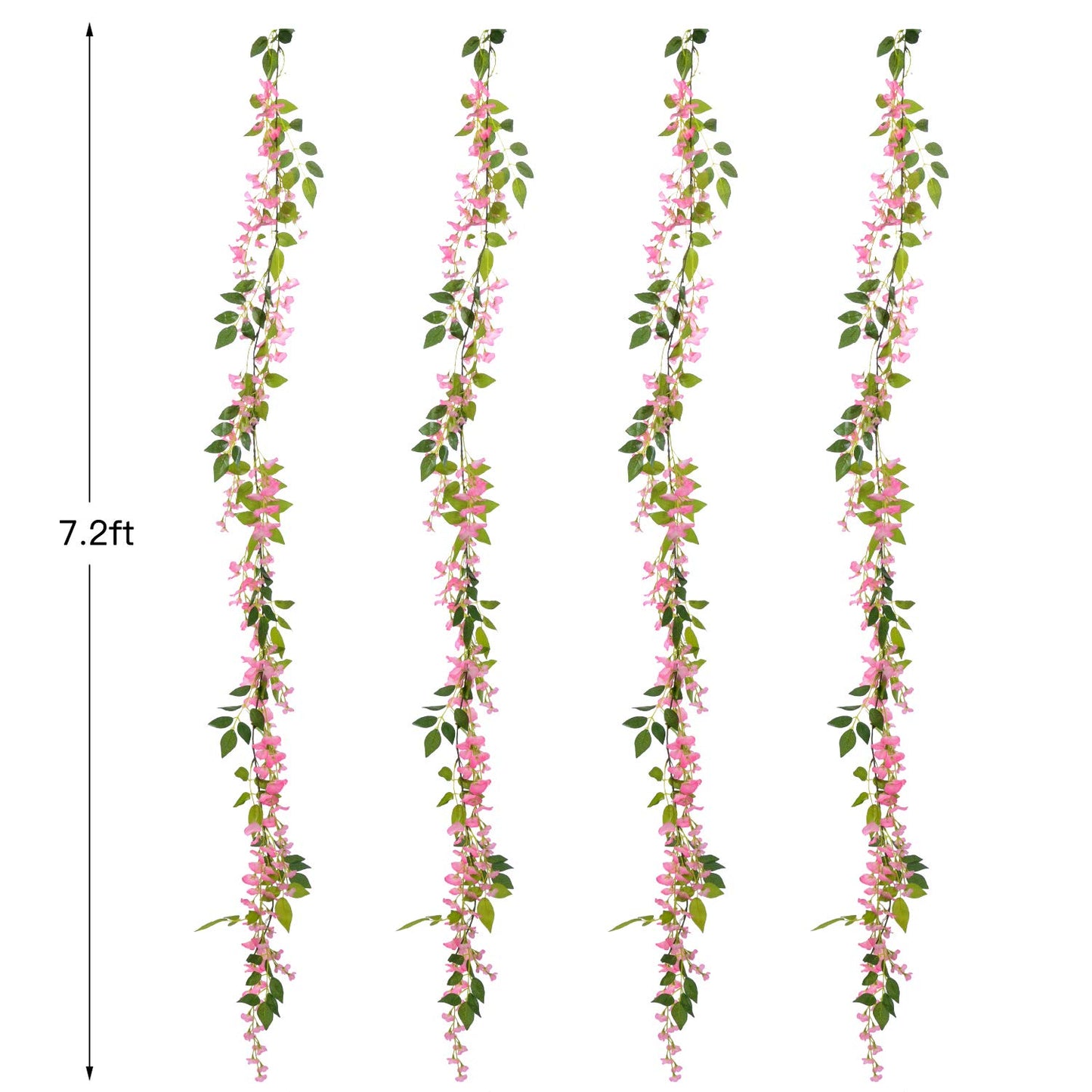Lvydec Wisteria Artificial Flowers Garland, 4Pcs Total 28.8ft White Artificial Wisteria Vine Silk Hanging Flower for Home Garden Outdoor Ceremony Wedding Arch Floral Decor