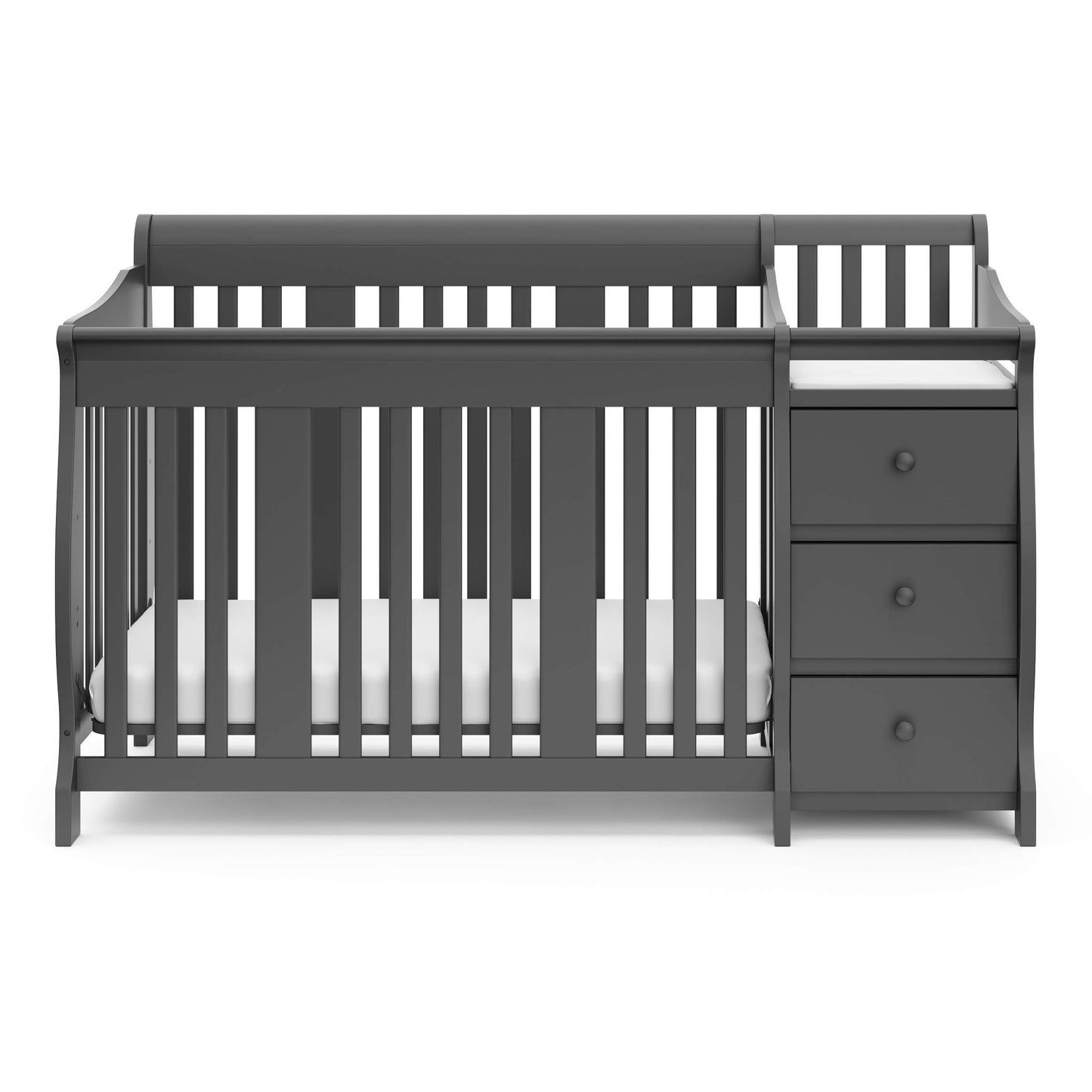 Storkcraft Portofino 5-in-1 Convertible Crib and Changer (Espresso) – Crib and Changing -Table Combo with 3 Drawers, Includes Baby Changing Pad, Converts to Full-Size Bed
