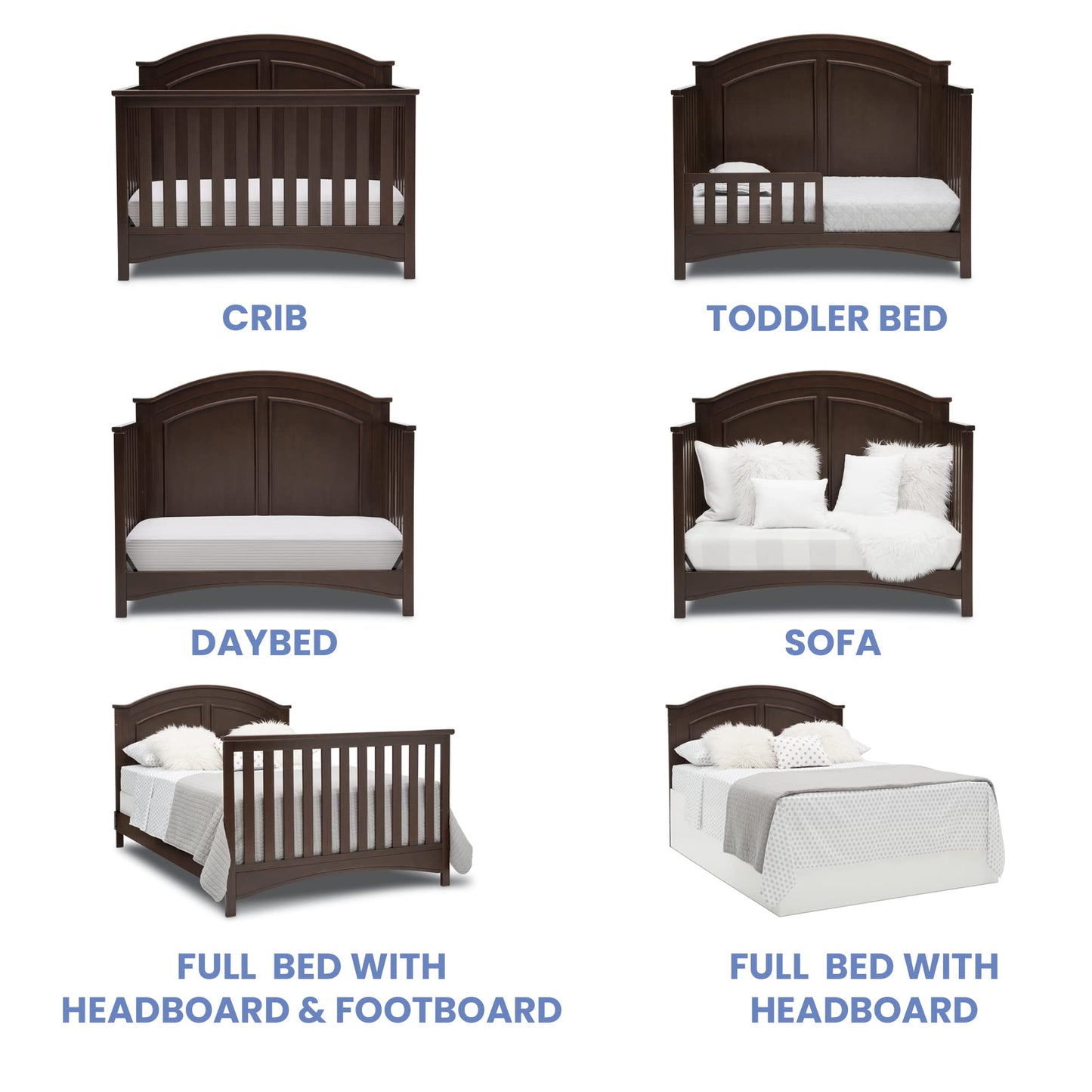 Delta Children Perry 6-in-1 Convertible Crib - Greenguard Gold Certified, Bianca White