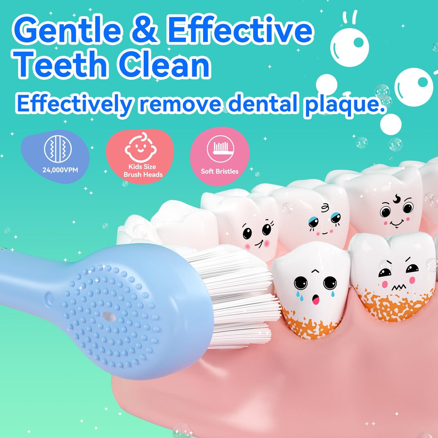 SEAGO Kids Electric Toothbrushes Rechargeable, Toddler Electric Toothbrush with Magnetic Charging, LED Observing Light, 8 Toothbrush Heads for Ages 2-4-6 Boys Girls (Pink)