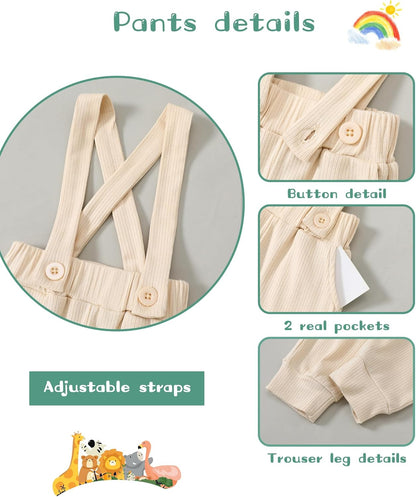 SANMIO Baby Boy Clothes 0-18 Months Newborn Outfits Short Sleeve Romper Top and Suspender Pants Baby Boy Summer Clothing 2Pcs