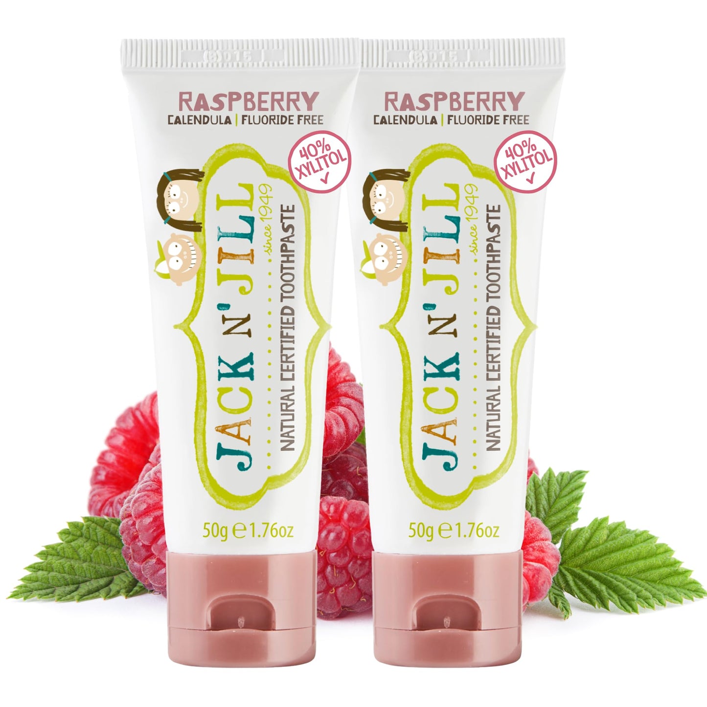 Jack N' Jill Natural Toothpaste for Baby and Infants - Fluoride Free Training Toothpaste, 40% Xylitol, BPA Free - Strawberry, 1.76 oz (Pack of 1)