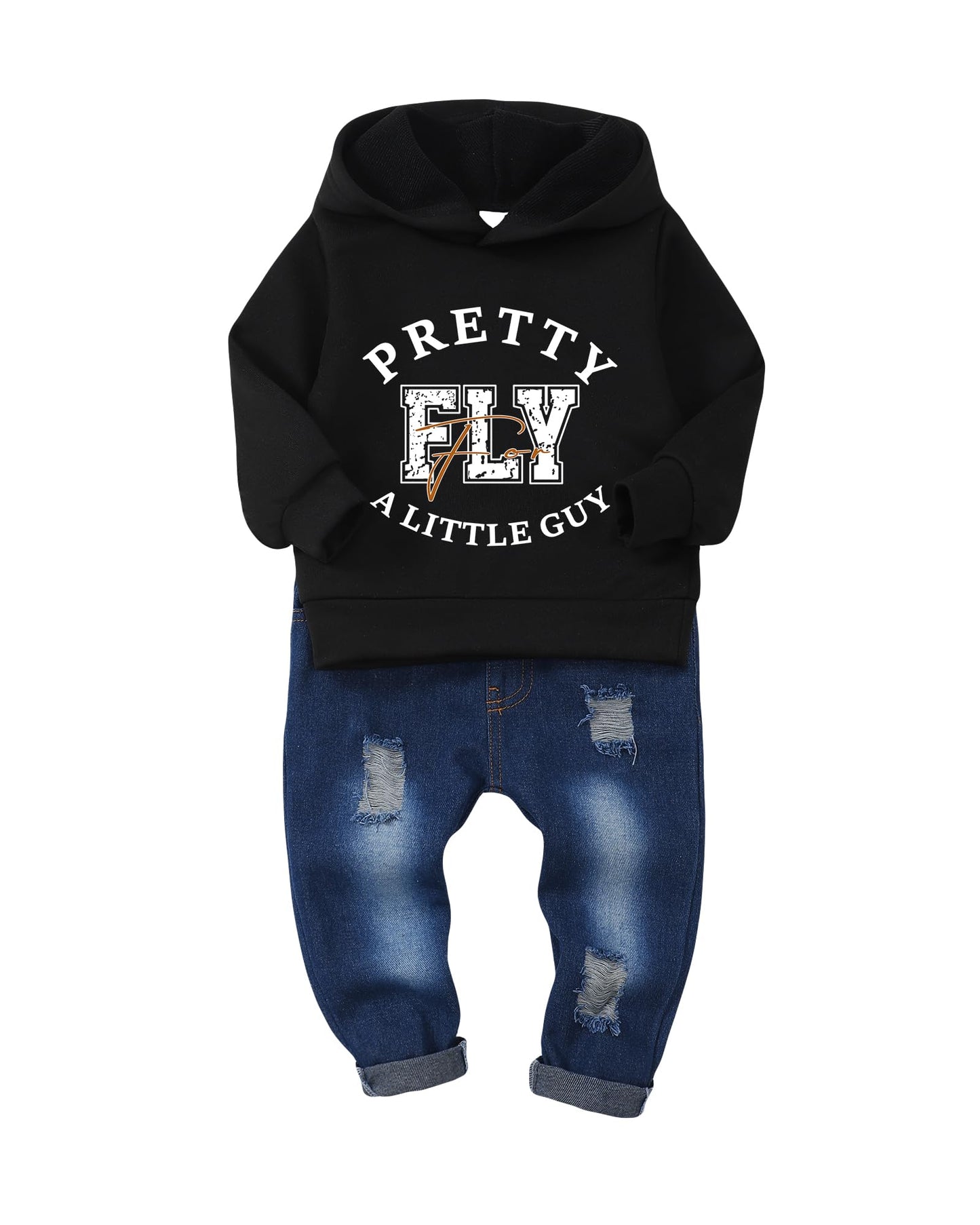 NZRVAWS Baby Boy Clothes Toddler Boy Outfit 2 3 4T 6 12 18 24 Month Fall Winter Hoodie Ripped Jeans Clothing