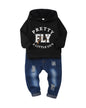 NZRVAWS Baby Boy Clothes Toddler Boy Outfit 2 3 4T 6 12 18 24 Month Fall Winter Hoodie Ripped Jeans Clothing