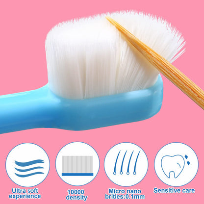 6 Pieces Kids Extra Soft Nano Toothbrush Children Bristles Children Micro Nano Manual Toothbrush Set with 20000 Bristles for Age 3and Above Boys Girls Gum Protecting Cleaning(Cute Style)