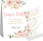 Pink Floral Diaper Raffle Cards for Baby Shower Game,1 Standing Sign & 50 Guessing Cards,Girl's Baby Shower Party Decoration,Guessing How Many Diaper Raffle Tickets