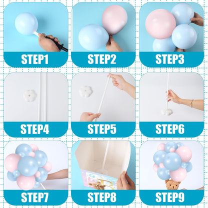 Lenwen 6 Sets Pink Bear Decorations for Baby Shower, Baby Letter Boxes Baby Shower Table Centerpieces Bear Stuffed Animals Balloon with Stand Bear Plush Toy Baby Boxes for Birthday Party Wedding