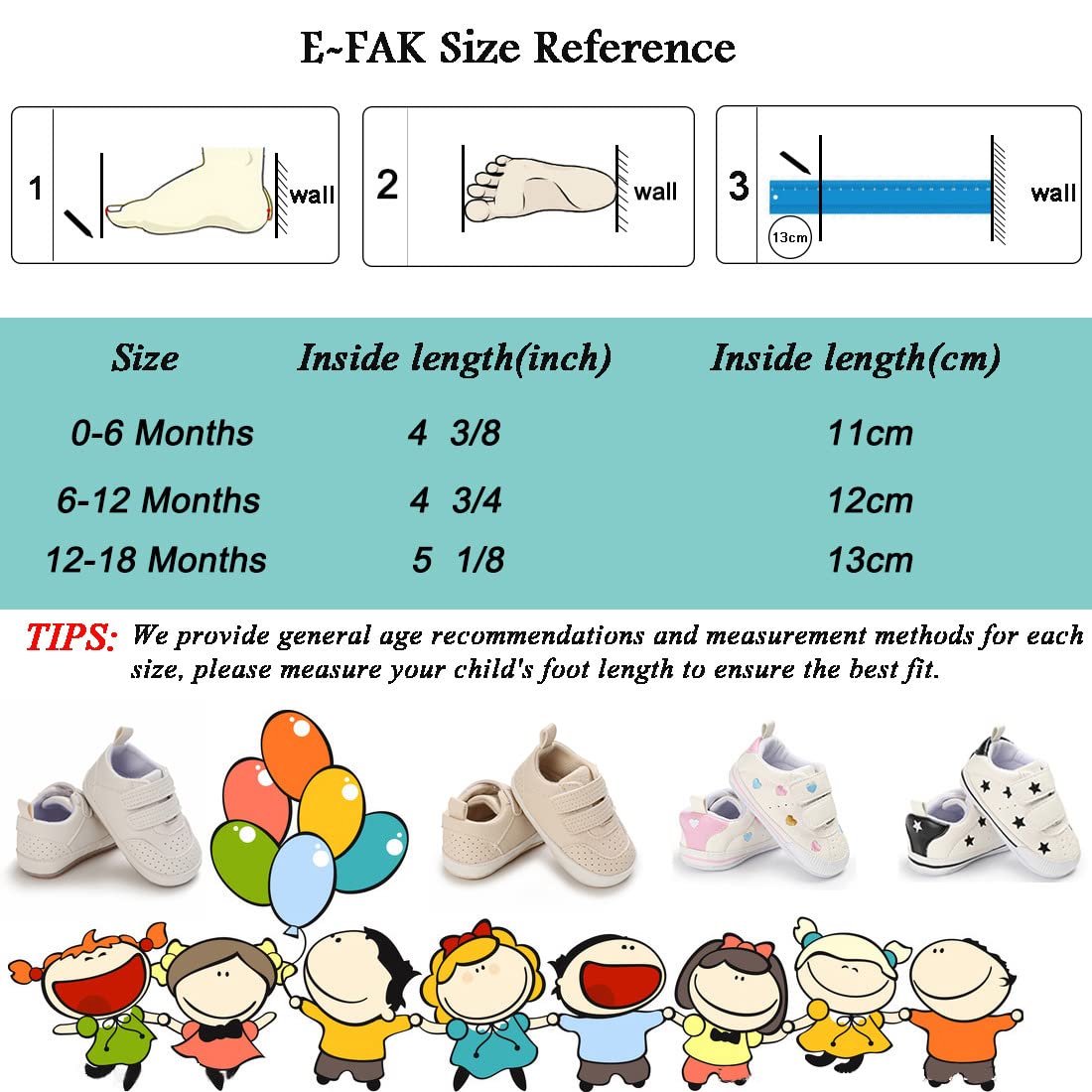 E-FAK Baby Shoes Boys Girls Infant Sneakers Non-Slip Rubber Sole Toddler Crib First Walker Shoes