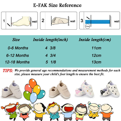 E-FAK Baby Shoes Boys Girls Infant Sneakers Non-Slip Rubber Sole Toddler Crib First Walker Shoes