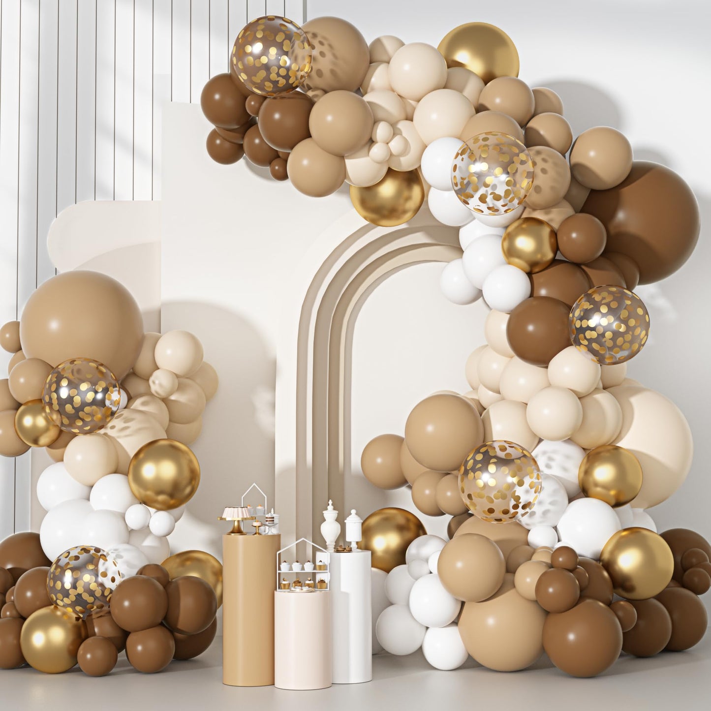 Ouddy Party Dusty Pink Balloons Arch Garland Kit, Different Sizes 18 12 10 5 Inch Boho Pink White Sand Latex Metallic Confetti Balloon for Girl Baby Shower Mothers Day Birthday Party Decorations