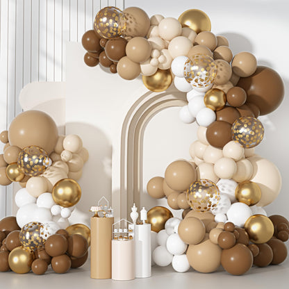 Ouddy Party Dusty Pink Balloons Arch Garland Kit, Different Sizes 18 12 10 5 Inch Boho Pink White Sand Latex Metallic Confetti Balloon for Girl Baby Shower Mothers Day Birthday Party Decorations