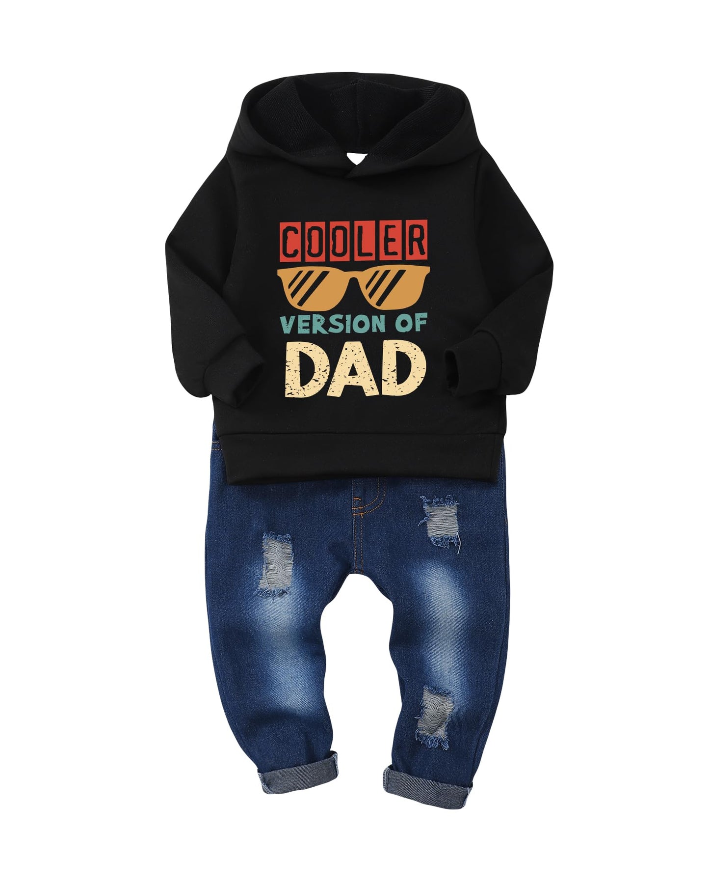 NZRVAWS Baby Boy Clothes Toddler Boy Outfit 2 3 4T 6 12 18 24 Month Fall Winter Hoodie Ripped Jeans Clothing