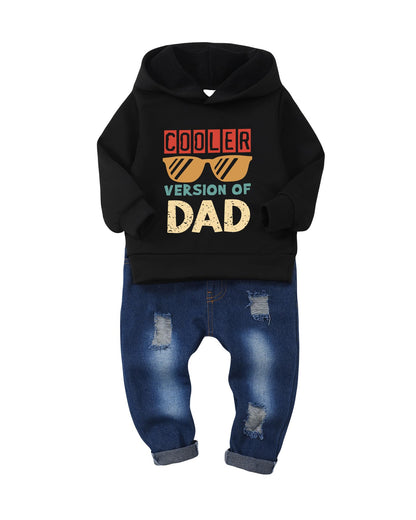 NZRVAWS Baby Boy Clothes Toddler Boy Outfit 2 3 4T 6 12 18 24 Month Fall Winter Hoodie Ripped Jeans Clothing