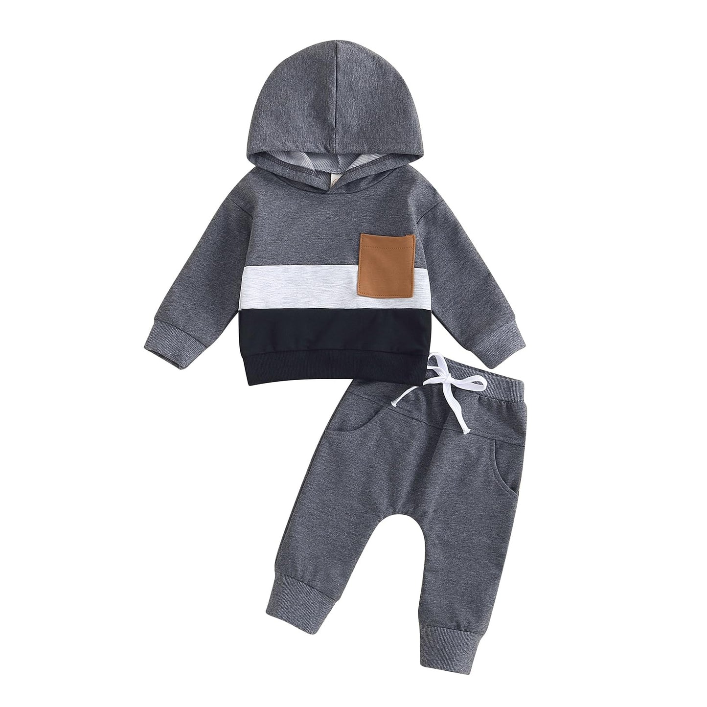 Infant Baby Boy Fall Winter Clothes Outfits Hooded Long Sweatshirt Pants Set Toddler Clothes 6 12 18 24 Months 2T