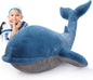 MaoGoLan Giant Whale Stuffed Animal 4 feet Big Stuffed Humpback Plush 43.3 inch Blue Whale Toy for Kids Girls Sealife Ocean Animals Gifts for Women Adults Valentine's Day Christmas Birthday