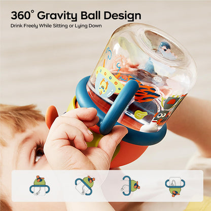 bc babycare Sippy Cup for Toddler, No Spill Windmill Baby Straw Cups, Breakproof Tritan Toddler Sippy Cups with Silicone Soft Tip Straw and Handles for Infant, BPA Free 8.8oz(Yellow)