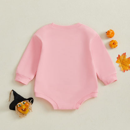 Newborn Boy Girl Halloween Outfit Flower Ghost Print Bodysuit Bow Sweatshirt Romper Halloween Clothes