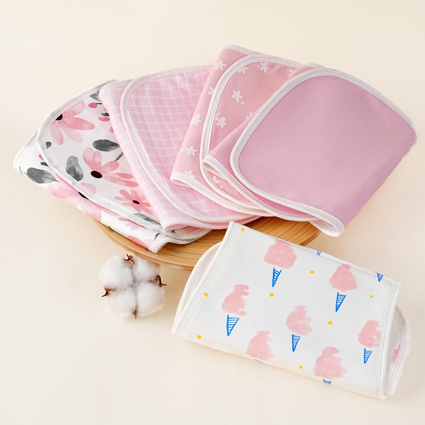 Yoofoss Baby Burp Cloths 5 Pack Burping Cloths for Babies Boys Girls Large 21''X10'' Extra Soft and Absorbent Flowers