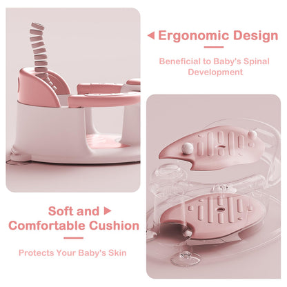 Baby Bath Seat, Infant Bathtub Seats for Babies Sitting Up Aged 6-24 Months, New Baby Bath Tub-Protect Toddlers Skin and Back Support, Soft Non-Slip Cushions Extra Added (Deep Pink)