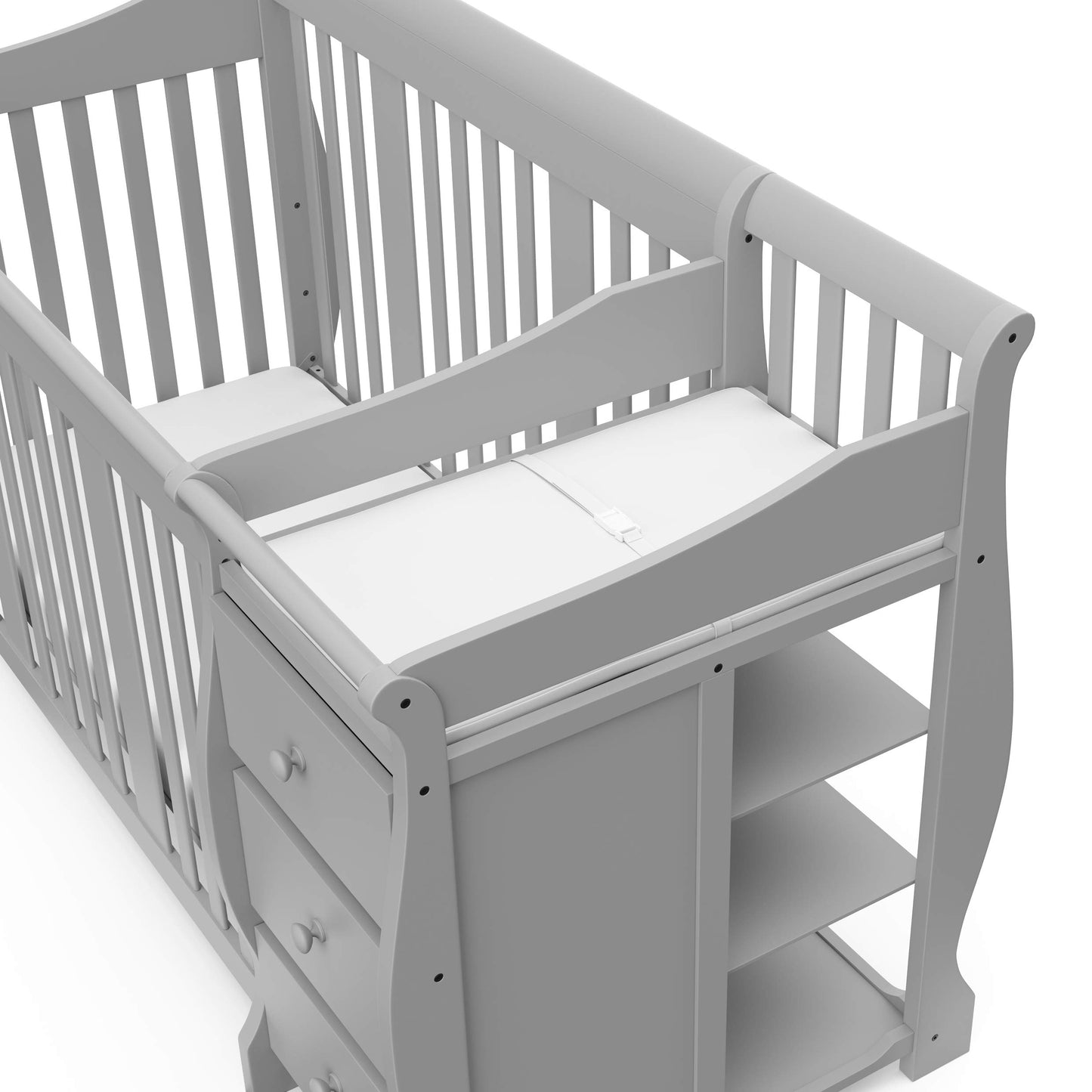 Storkcraft Portofino 5-in-1 Convertible Crib and Changer (Espresso) – Crib and Changing -Table Combo with 3 Drawers, Includes Baby Changing Pad, Converts to Full-Size Bed
