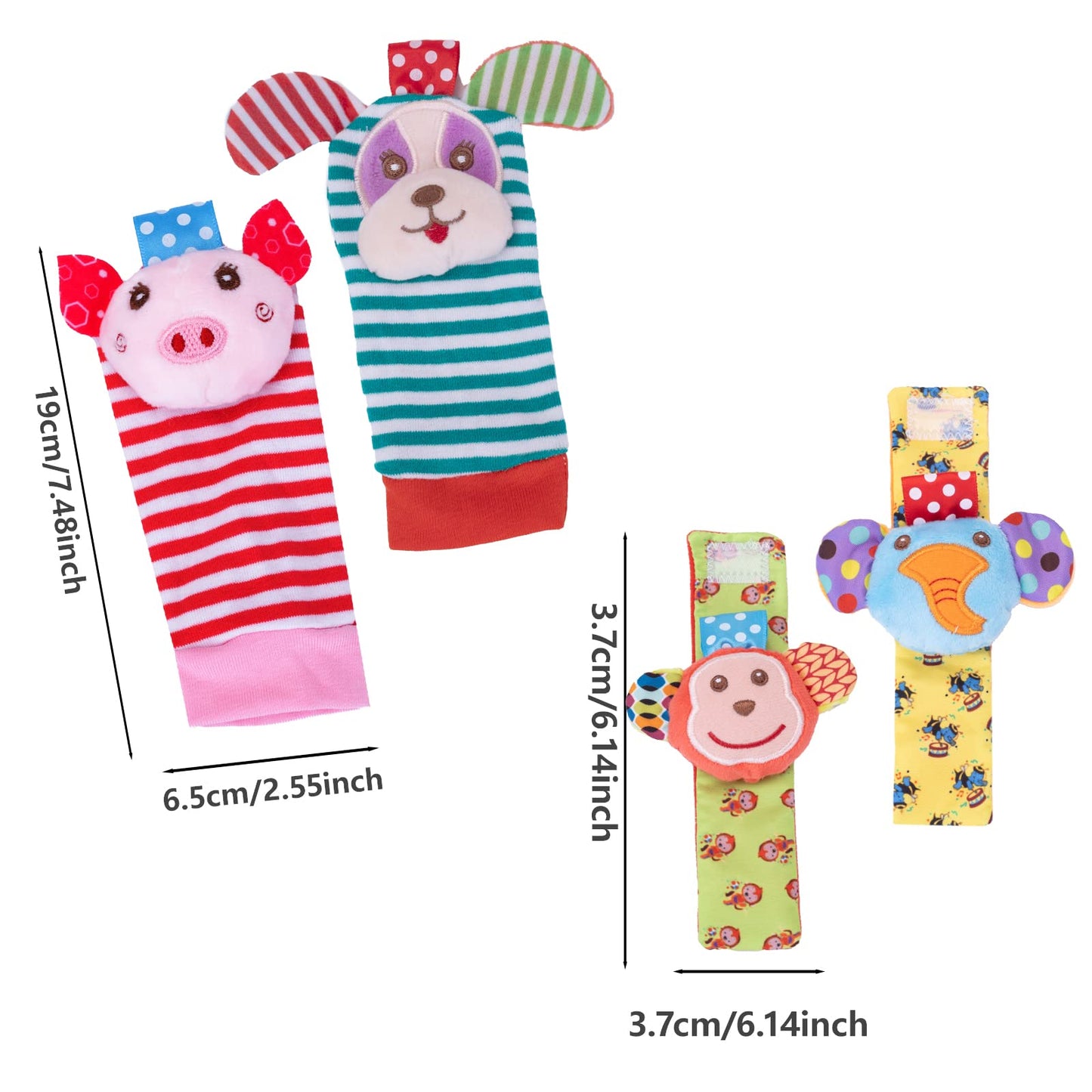 Baby Wrist Rattle Socks and Foot Finder Set Baby Rattles Toys for 0-12 Month, Infant Girl Boy Toys for Babies 3-6 Months, Newborn Hand & Foot Toys for 0 to 9 Months, Baby Easter Gifts