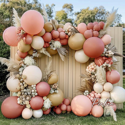 Dusty Pink Brown Balloon Garland Nude Tan Pink Rose Gold Metallic Double Stuffed Dusty Rose Mauve Blush Beige Balloon Arch Kit for Baby Shower Birthday Bridal Wedding Party Decoration
