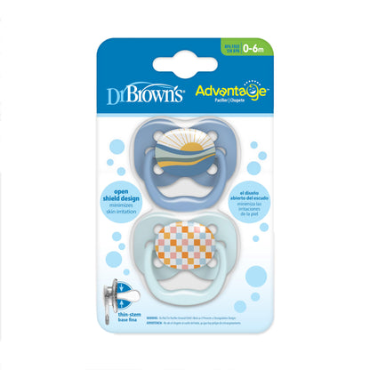 Dr. Brown's Advantage Glow-in-the-Dark Baby Pacifier, Fully Symmetrical Soother with Soft Silicone Bulb, Lavender Love-Coral Ocean, 0-6m, BPA Free, 4 Pack