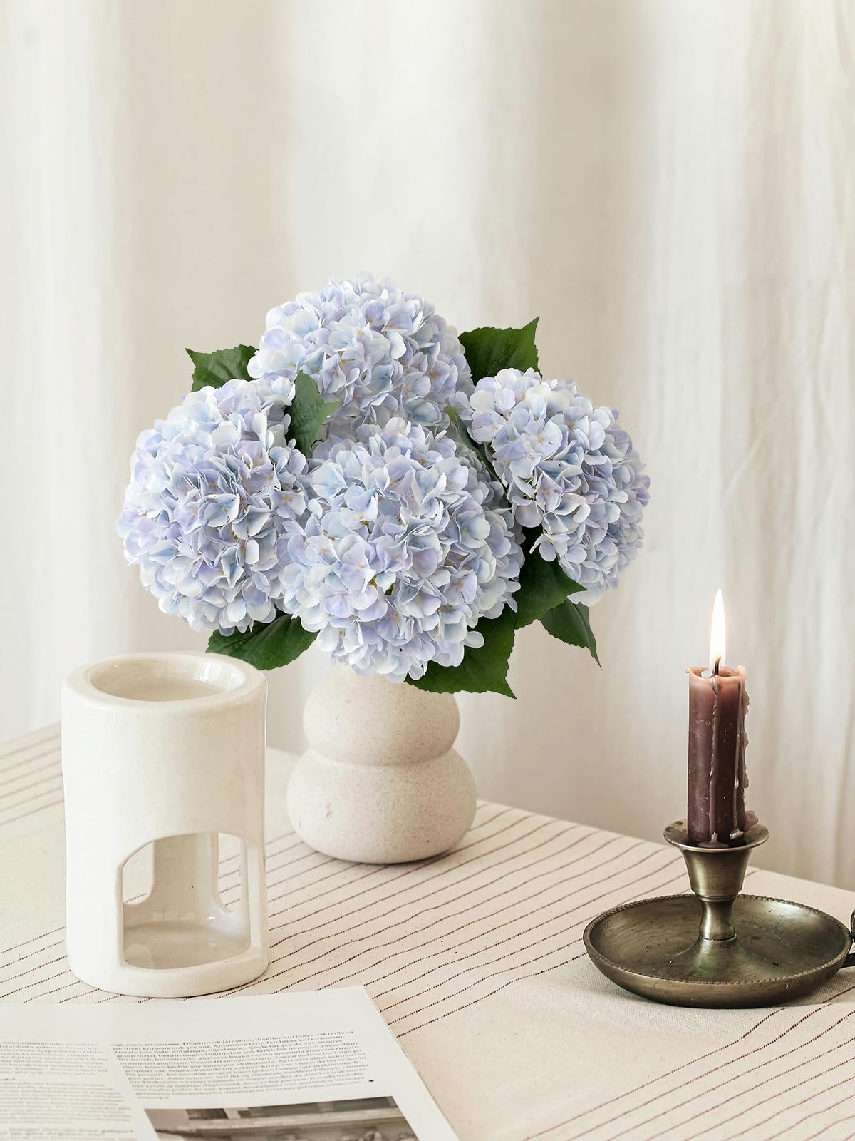 4 Pcs Pink Hydrangeas Artificial Flowers, 20 inches Large Lifelike Fake Silk Flowers, Faux Hydrangeas Flowers for Wedding Home Party Decor Baby Shower Table Centerpiece