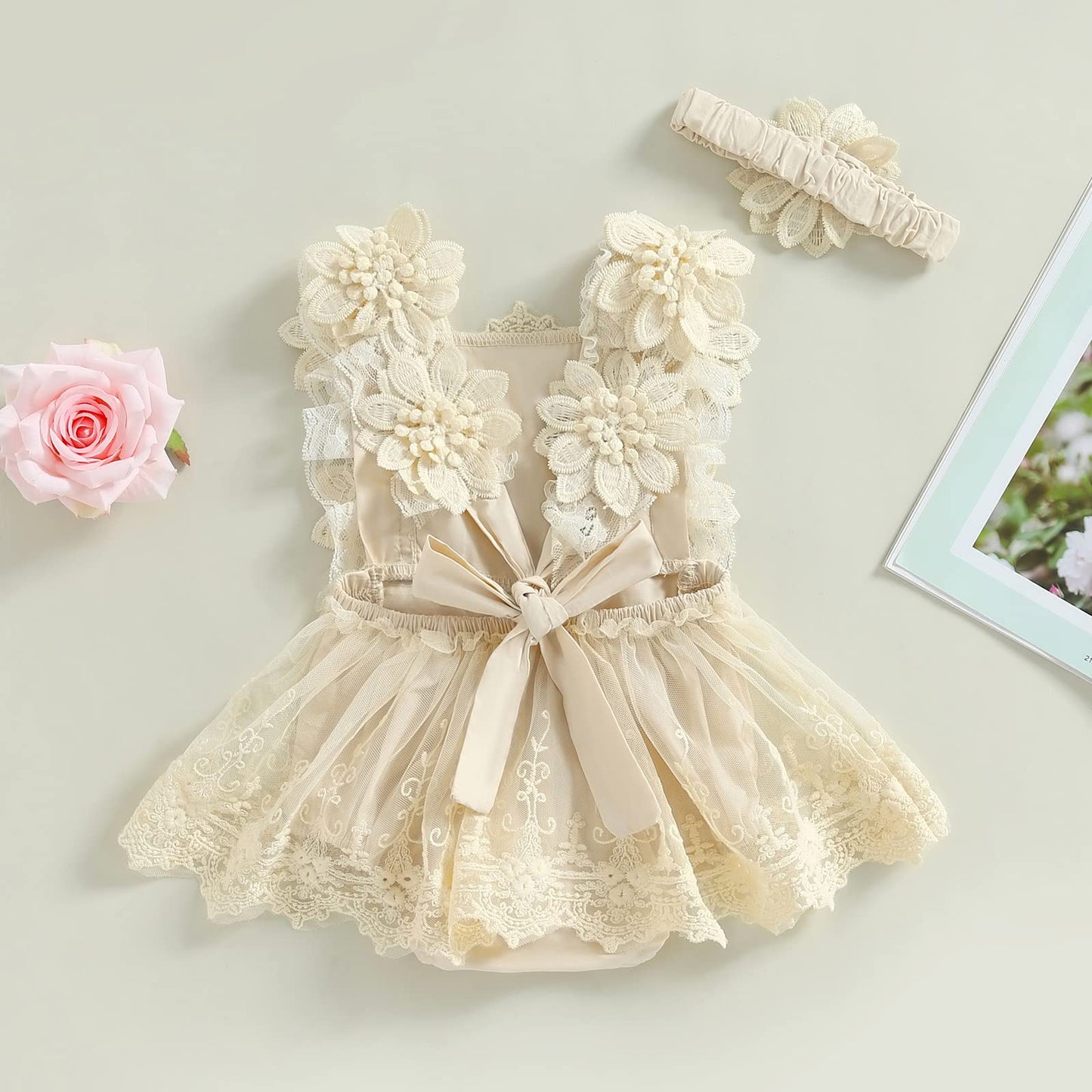 Mubineo Baby Girl Summer Clothes Lace Romper Skirt Dress Princess Outfits Sleeveless Flower Newborn Outfit