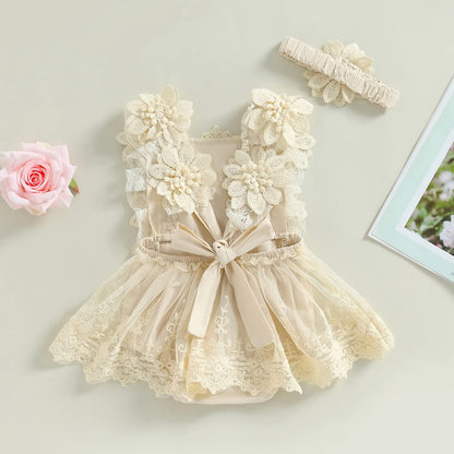 Mubineo Baby Girl Summer Clothes Lace Romper Skirt Dress Princess Outfits Sleeveless Flower Newborn Outfit