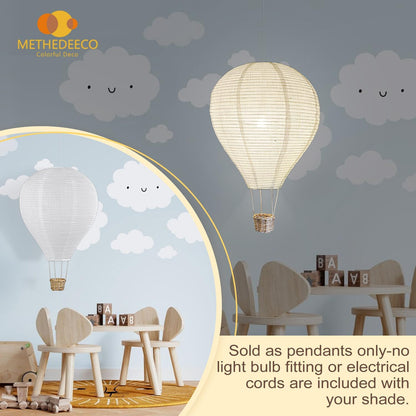 2PCS fabric Hot air balloon lampshade decorations hanging 14inch pendant light shade Gifts for kids Nursery kids living room chandelier new born baby room decor party decoration