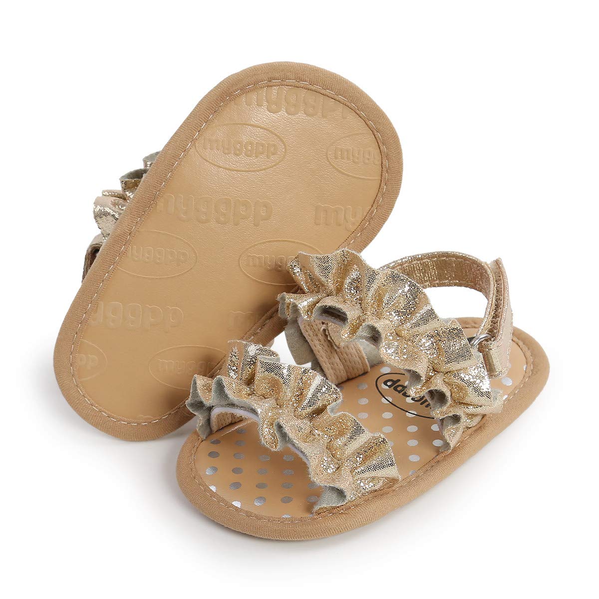 COSANKIM Infant Baby Girls Summer Sandals with Flower Soft Sole Newborn Toddler First Walker Crib Dress Shoes