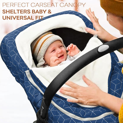 Yoofoss Baby Car Seat Cover Winter Carseat Canopies Cover to Protect Baby from Cold Wind, Super Warm Plush Fleece Baby Carrier Cover for Infant Boys Girls (Pink)