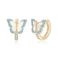 Butterfly Earrings for Women Hypoallergenic CZ 14K Gold Plated Butterflies Huggie Hoop Earring Small Tiny Hoops
