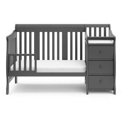 Storkcraft Portofino 5-in-1 Convertible Crib and Changer (Espresso) – Crib and Changing -Table Combo with 3 Drawers, Includes Baby Changing Pad, Converts to Full-Size Bed