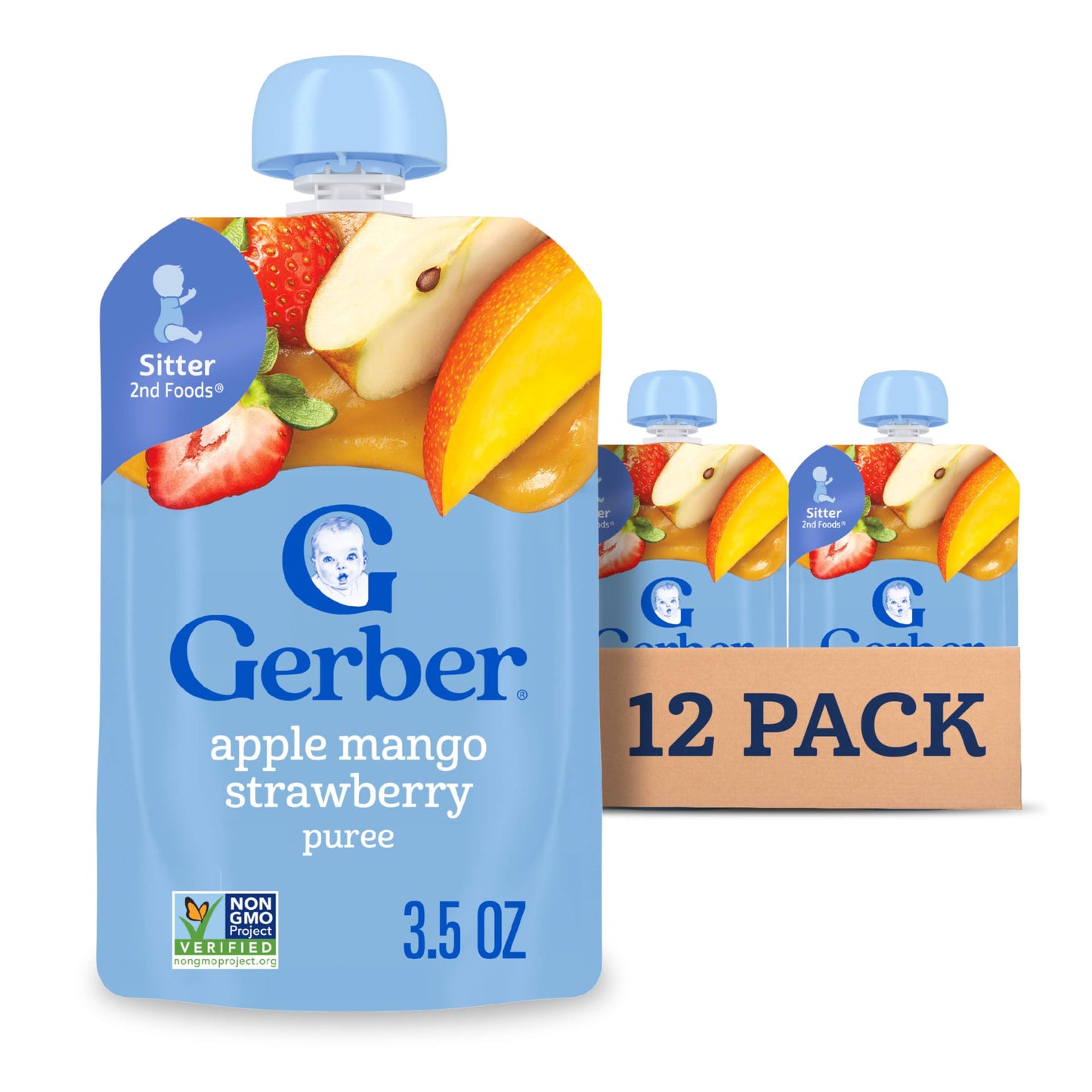 Gerber Baby Food Pouches, Toddler 12+ Months, Assorted Fruit Variety Pack, 3.5 Ounce (Set of 18)