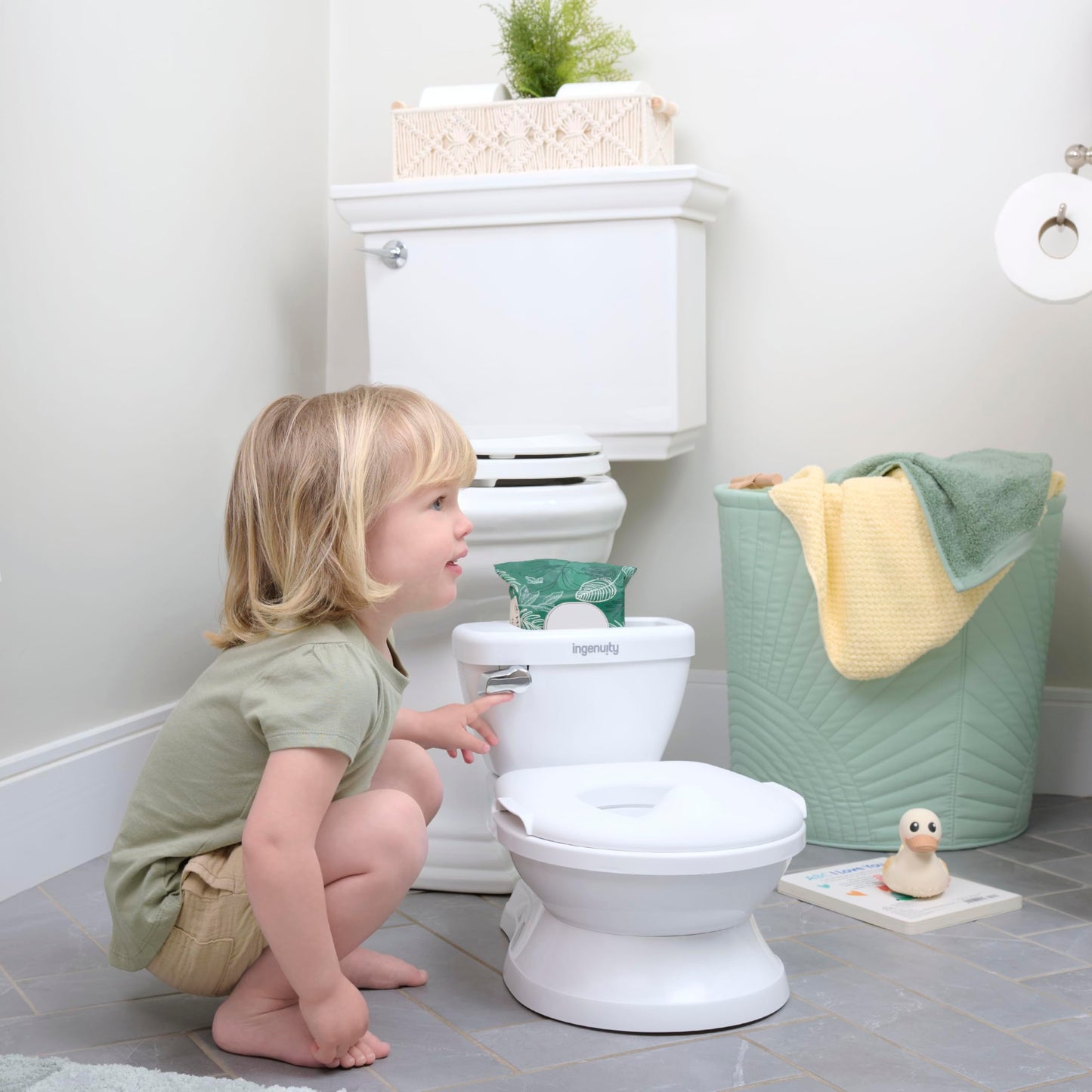 Summer Infant by Ingenuity My Size Potty Pro in White, Toddler Potty Training Toilet, Lifelike Flushing Sound, for Ages 18 Months+, Up to 50 Pounds