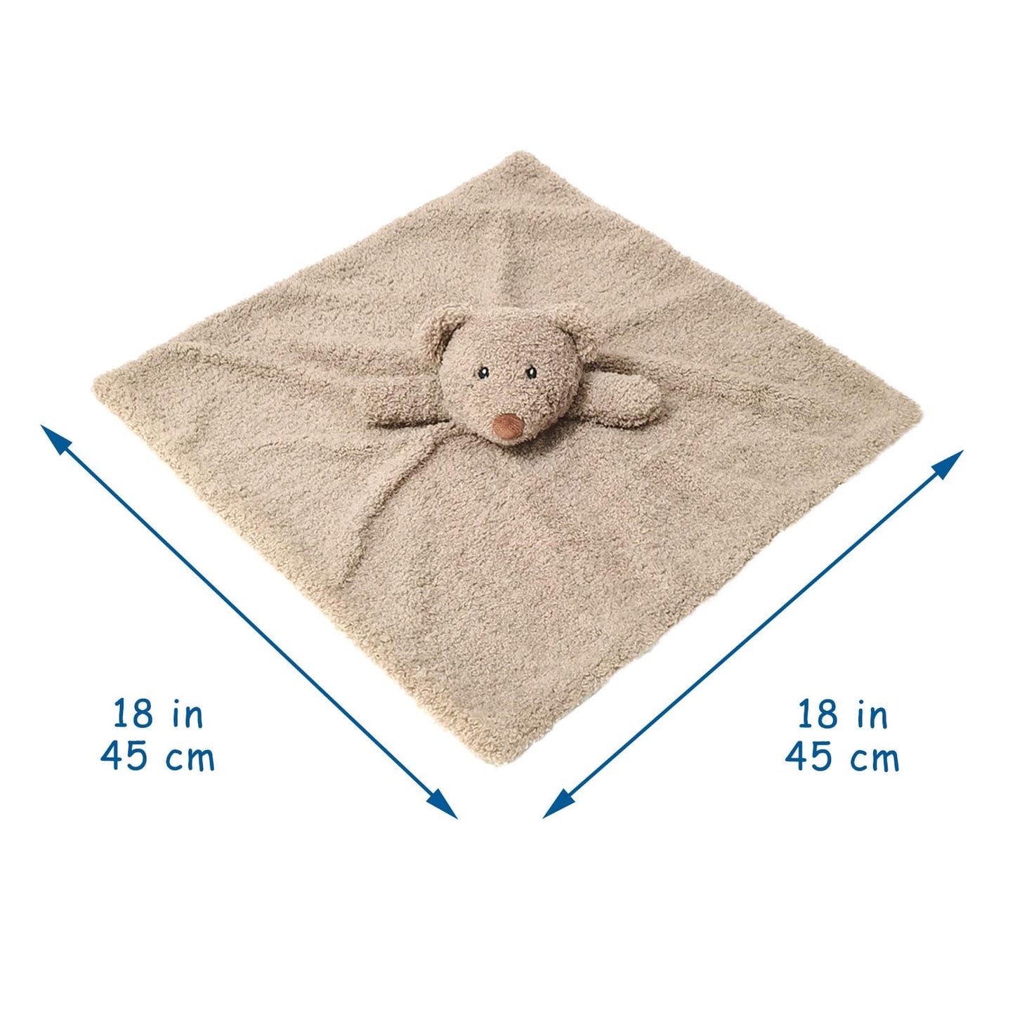 Baby Brown Teddy Bear Soft Stuffed Animal Security Blanket, Plush Bear Character Lovey Blanket, Baby Shower/Nursery Gift, Newborn Infant Toddler Snuggle Blankie for Boys Girls, 14 Inches