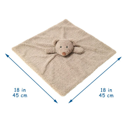 Baby Brown Teddy Bear Soft Stuffed Animal Security Blanket, Plush Bear Character Lovey Blanket, Baby Shower/Nursery Gift, Newborn Infant Toddler Snuggle Blankie for Boys Girls, 14 Inches