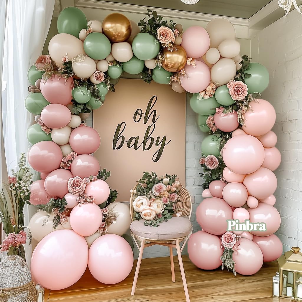 Dusty Pink Brown Balloon Garland Nude Tan Pink Rose Gold Metallic Double Stuffed Dusty Rose Mauve Blush Beige Balloon Arch Kit for Baby Shower Birthday Bridal Wedding Party Decoration