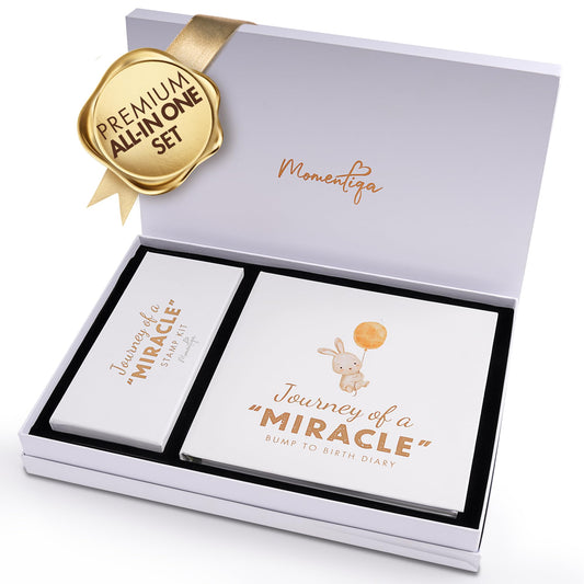 Keepsake Memory Book for Baby Boy or Girl First 5 Years, All-in-One Keepsake Box with Wax Seal Kit and Footprint Kit Included, Elegant Milestone Scrapbook Gift Set with Photo Album