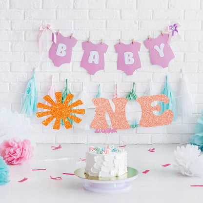 Pre-Strung Baby Shower Banner Oh Baby Sign Rose Gold Glittery Letters | Teddy Bear Gender Reveal Decorations | Baby Sprinkle Decorations for Girl Boy | Baby Gender Reveal Party Decoration Supplies