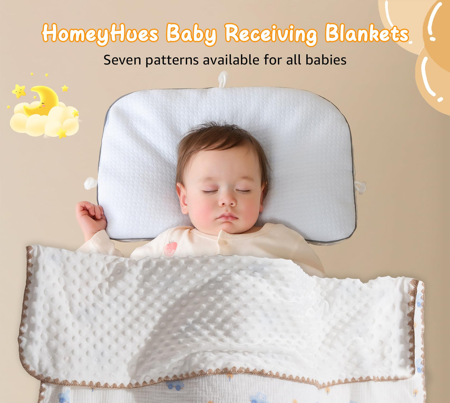 Baby Blanket Double Layer Cotton 40 x 40 Soft Receiving Blanket with Pattern Machine Washable Brown Bear