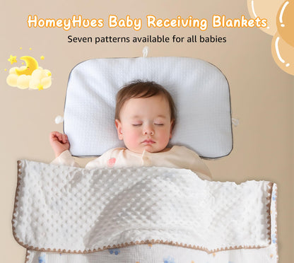 Baby Blanket Double Layer Cotton 40 x 40 Soft Receiving Blanket with Pattern Machine Washable Brown Bear