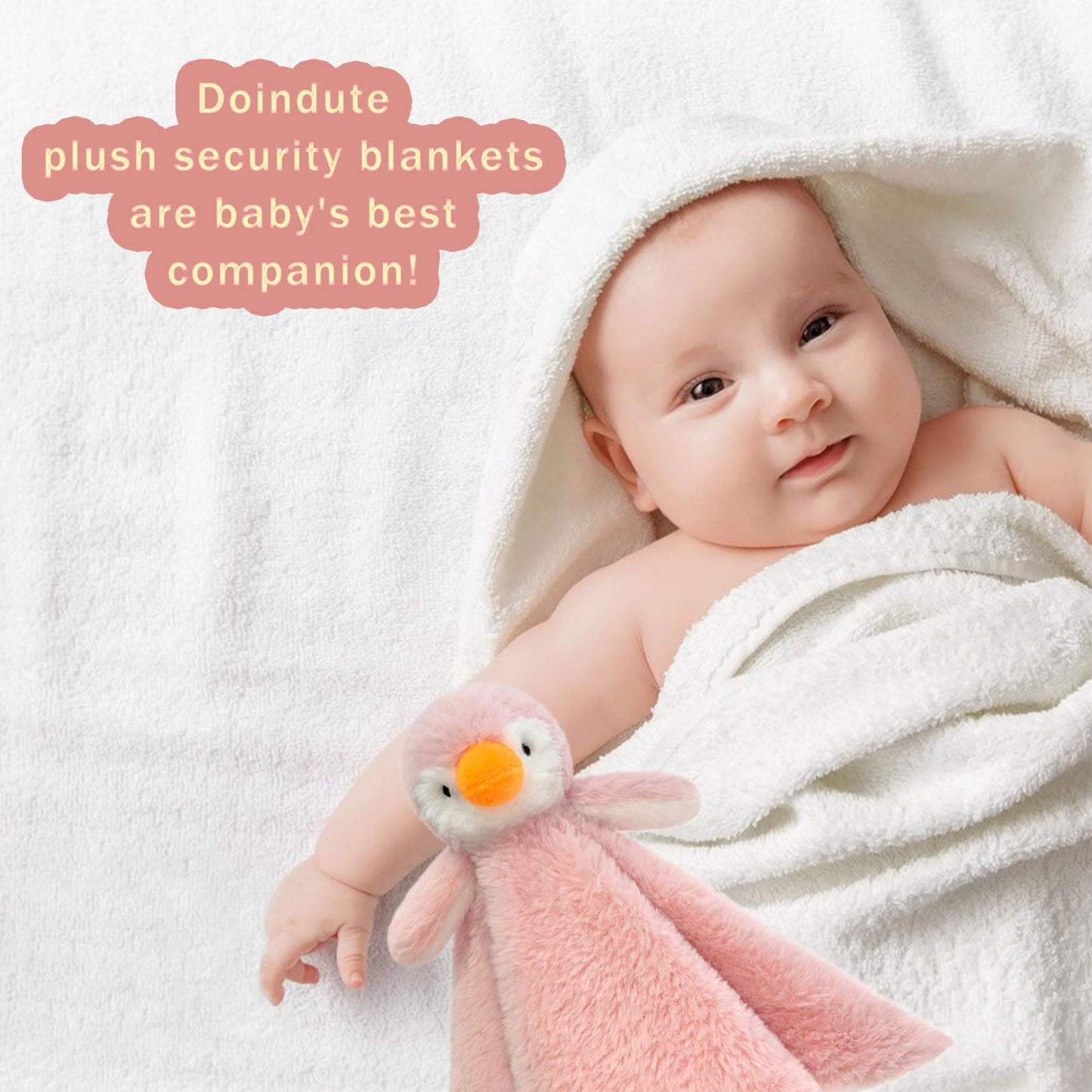 Baby Gray Penguin Soft Stuffed Animal Security Blanket, Plush Penguin Character Lovey Blanket, Baby Shower/Nursery Gift, Newborn Infant Toddler Snuggle Blankie for Girls Boys, 14 Inches